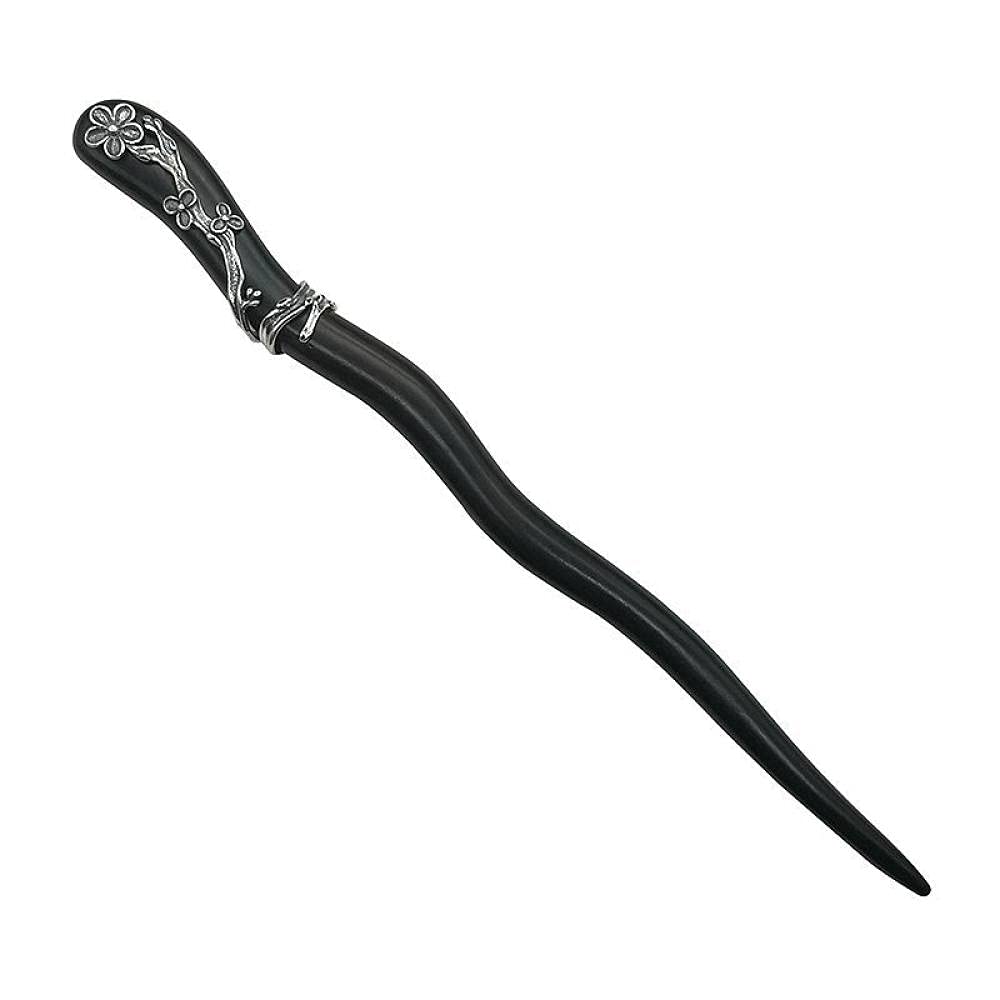 WCKJ Wooden Hair Sticks for Women,Chinese Japanese Vintage Hair Stick for Buns, 925 Sterling Silver Plum Blossomsandalwood Hair Chopsticks for Women Thick Long Hair Accessories