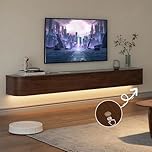 Coubird Floating TV Stand Cabinet wall mounted Rustic Brown Floating tv Shelves with LED light & Doors & Drawer Modern Media Entertainment TV Console Storage TV Unit for Living Room (160cm/63in)
