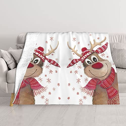 Couverture de canapé imprimée élan de Noël avec plaid lit double couche doux