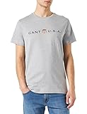 hoher Baumwollanteil GANT Herren D1. Banner Shield SS T-Shirt, Grey Melange, Standard, Grey Melange, Gr. XL