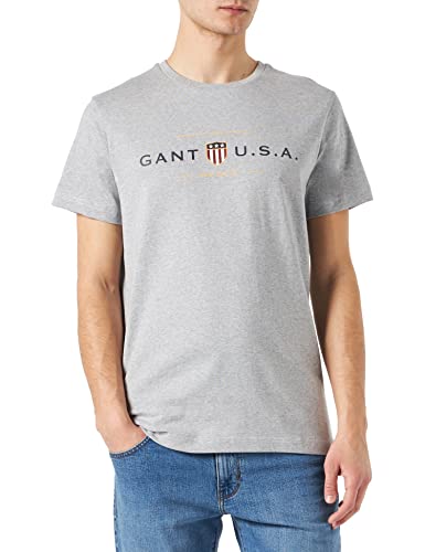 Preisvergleich Produktbild GANT Herren D1. Banner Shield SS T-Shirt, Grey Melange, Standard