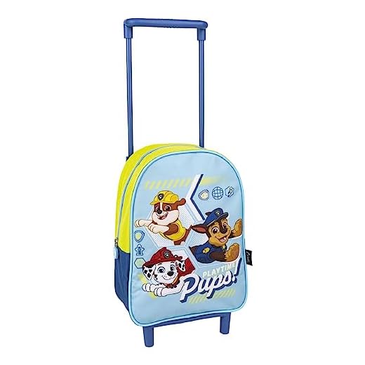 Paw Patrol Mochila con Ruedas, Diseño Chase Marshall y Rubble Mochila Escolar, Patrulla Canina Mochila Infantil Carrito, Mochila de Viaje, Regalo para Niños