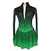 JRUIA Girls' Ice Skating Dress Outfits Gradient Women's Competition Gymnastics Uniform Handmade Figure Skating Dress,Green,M