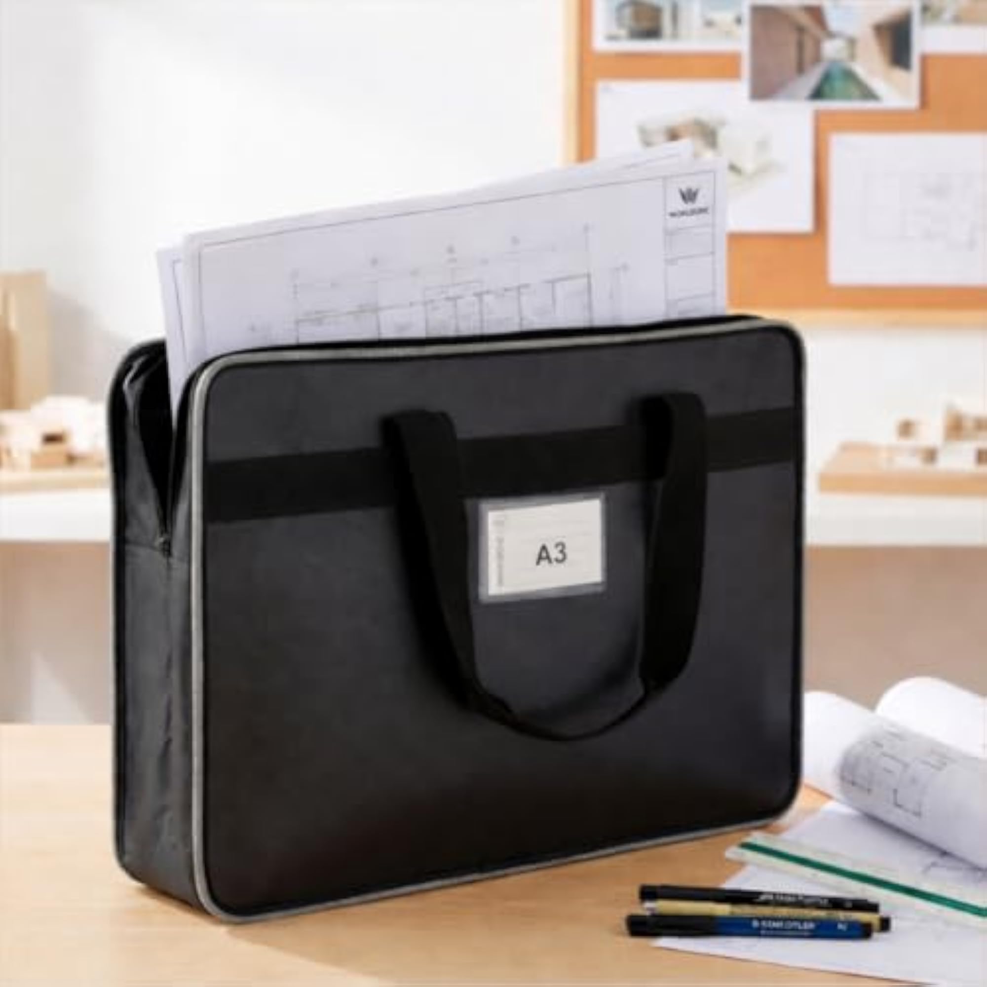 Portfolio Bag for Architectural Drawings, Faux Leather