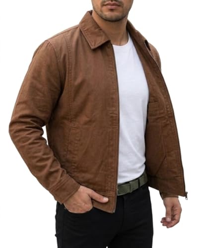 Image of Summer Lightweight Canvas Breathable Cotton Jacket For Men | Punk Gothic Brando Biker Coat Classic Rock Streetwear Belted Jacket