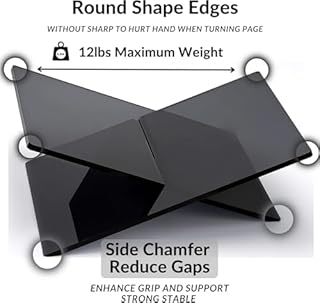 Honygebia Leggio per Libri in Acrilico Nero - Porta Libri in Acrilico a Croce, Supporto per Libri Aperto per Esposizione e la Lettura, Adatto per Arte, Bibbia, Libro di Cucina, Riviste