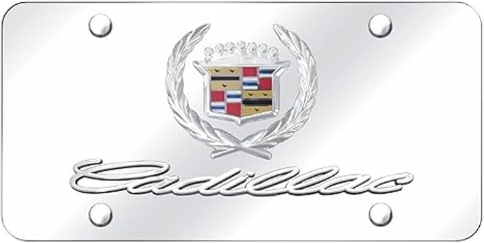 Au-Tomotive Gold Inc. Officially Licensed Dual Logo on License Plate for Cadillac Chrome on Mirrored