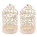 Bird Cage Metal Hollow Out Decorative Birdcage Iron Candle Holder Candlestick Hanging Lantern (White) (2 Pack A)