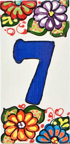 House numbers 6 inch. Handpainted house number tiles for signs, addresses and names. Address numbers for houses. House address numbers and letters. Design GARDEN 5,71" x 2,76" (NUMBER 7)