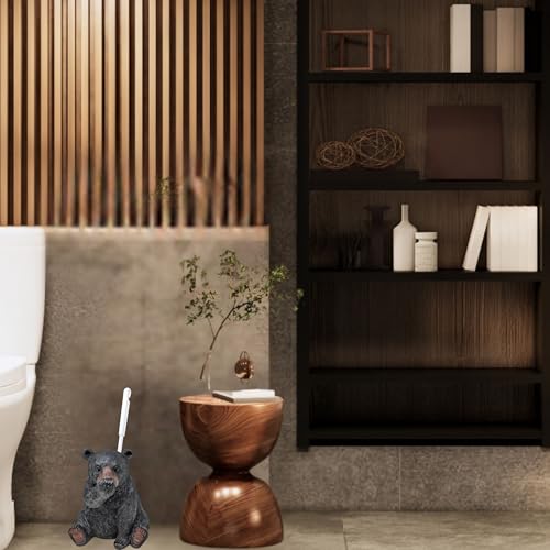 Image of BestGiftEver Funny Black Bear Toilet Brush Holder Set for Bathroom Decor - Novelty and Resin Animal Brush Holder, Unique Rustic Bear Bathroom Accessories for Wildlife Enthusiasts