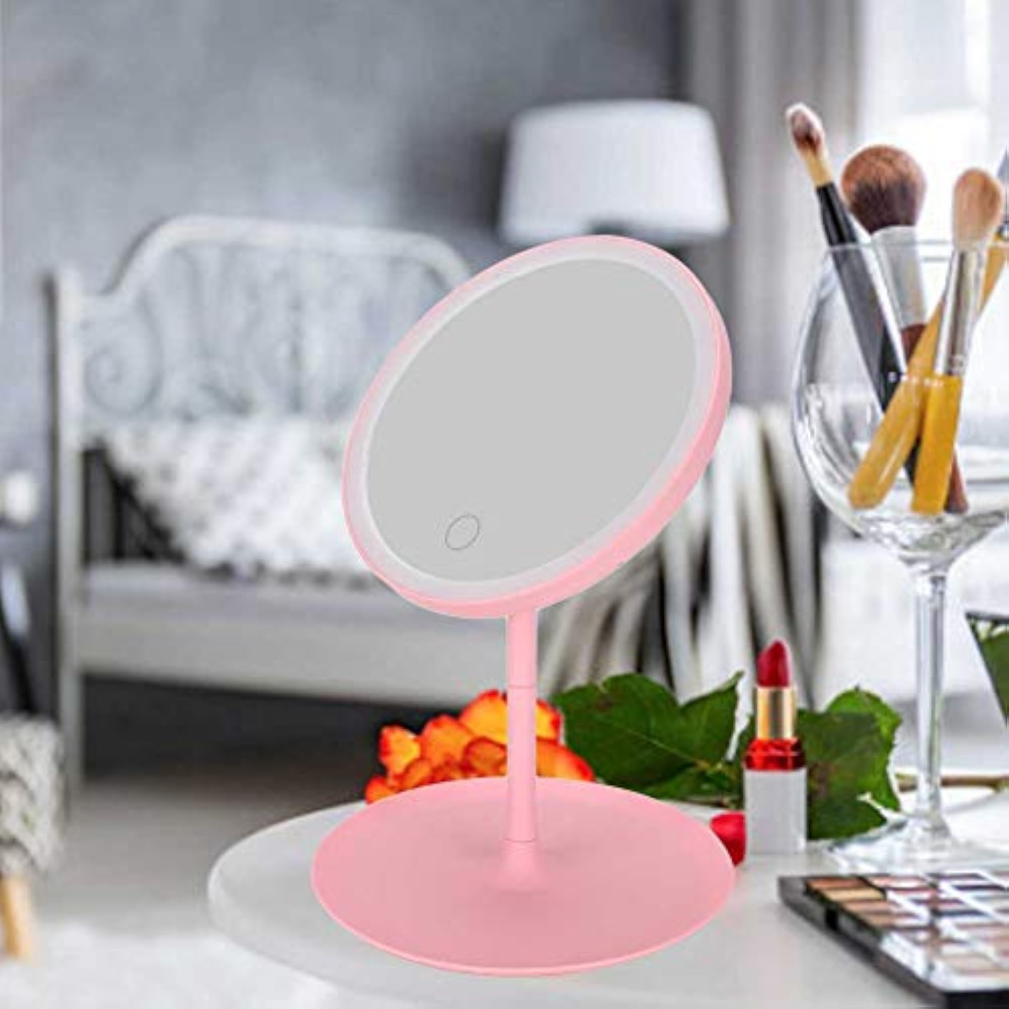 Portable Round LED Light Vanity Mirror