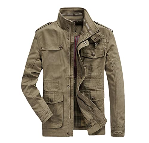 Veste militaire en coton supérieur kaki homme M aux finitions renforcées