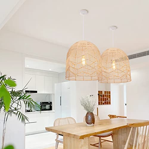Arturesthome Weaving Natural Rattan Pendant Lighting Rope Lamp Shade Indoor Hanging Ceiling Light Fixture Handmade Lampshade 17.71"*17.71" - Image 2