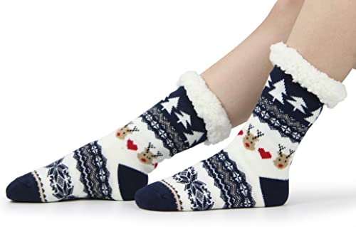 Image of BenSorts Women Winter Thick Slipper Socks with Grippers Non Slip Warm Fuzzy Socks Christmas Gifts