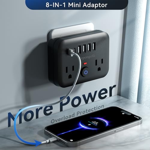 Protector Eléctrico Tepongofa con 2 Tomas, 4 Puertos USB (2 USB C), 8 Salidas en Total miniatura 3