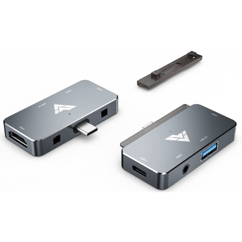 Image of Vaku Luxos 4IN1 USB 2.0 Type C Hub Multiport Adapter Connector (5GBPS) Data Transfer Converter Extension 4K HDMI 3.5MM Audio Docking Station USB A Port Compatible with MacBook, Laptop & More
