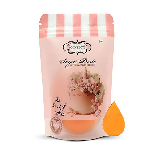 Image of Confect Citrus Orange Sugar Paste | Pastel Edible Sugar Paste | Fondant for Cake Decoration | Edible Fondant Chefs Choice for Cake Decorating - 250 Gms