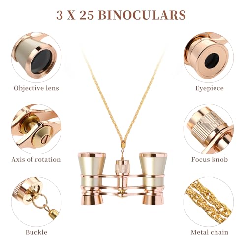 Binoculares Opera Glasses 3X25 Mini con Cadena miniatura 7