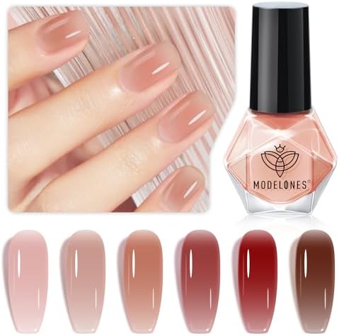Amazon.com : modelones Nail Polish Set 6 Colors Glitter Nude Nail
