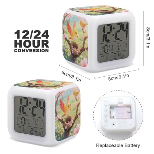 Reloj despertador de pájaro amarillo LED mini relojes digitales para despertar fuerte 3