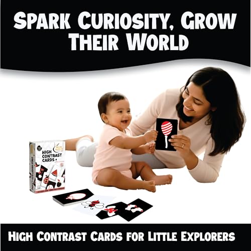 Image of High Contrast Flash Cards for Toddlers (12-24 Months), 36 Black, White & Red Visual Stimulation Cards for Early Learning & Language Development