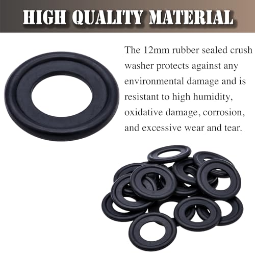 Image of 15PCS M12 Oil Drain Plug Gasket Rubber Crush Washer Seals 12616850 3536966 Engine Oil Pan Drain Plug Seal Compatible with Chevy GMC Ford Engine Oil Crush Washers