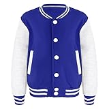 FEESHOW Kinder Jungen Mädchen Mode Jacke Baseball Varsity Stil Strickjacke Cardigan Baseballjacke Schuluniform Jacke Winter Herbst Outerwear Königsblau B 134-140/9-10 Jahre