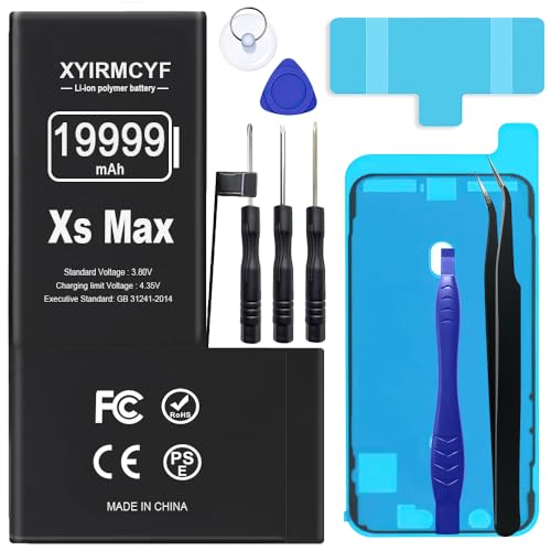 XYIRMCYF 19999mAh Super Capacity Battery Compatible with iPhone Xs MAX 0 Cycle Li-Polymer Replacement Battery for iPhone Xs MAX with Professional Repair Tool Kit