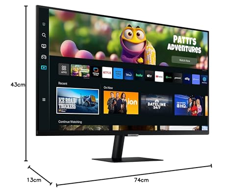Samsung Smart Monitor Écran PC M5 27" dalle VA,UHD 4K :3840 x 2160, 3000:1, HDR10, 60 Hz, Smart Hub, Game Bar 2.0, TV Plus, Communication Vidéo, Workspace, Microsoft 365, Inclinable, HDMI, USB, Noir