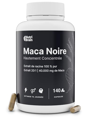 Maca Noire Andine Pure 40.000 mg | Poudre Ultra-concentré 20:1 | Extra Forte | Énergie, Vitalité, Performance, Équilibre | 5 Mois |140 Capsules | Vegan | Homme et Femme | Haute Puissance