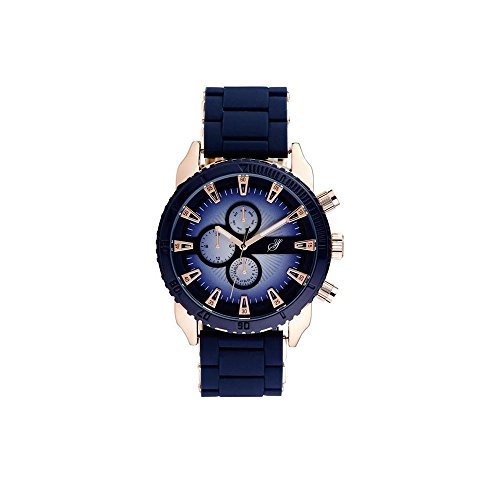 Jean Bellecour Montre Homme Cadran 40cm en Acier Bleu Et Bracelet Bleu en Cuir AG0278-2