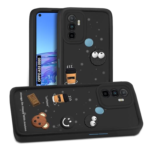 Image of AESTMO Back Case Cover for Oppo A53 2020 Cover | Cute Fun Cartoon 3D Ball | Coffee Silicone Case | Full Body Protection | Camera Protection Back Cover for Oppo A53 2020 (Black)