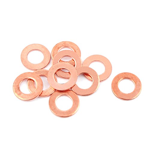 Aexit 10pcs 6mm Control Cables x 12mm x 1mm Flat Ring Copper Crush Washer Sealing Control Cable Accessories ket Fastener