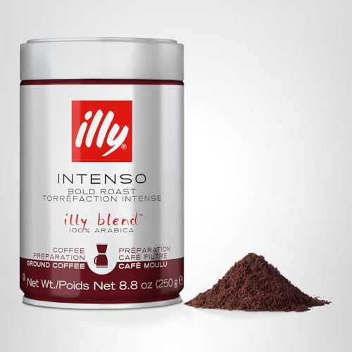 Illy Intenso Ground Drip Coffee, Bold Roast, Intense, Robust And Full Flavored With Notes Of Deep Cocoa, 100% Arabica Coffee, No Preservatives, 8.8oz (Pack Of 1)