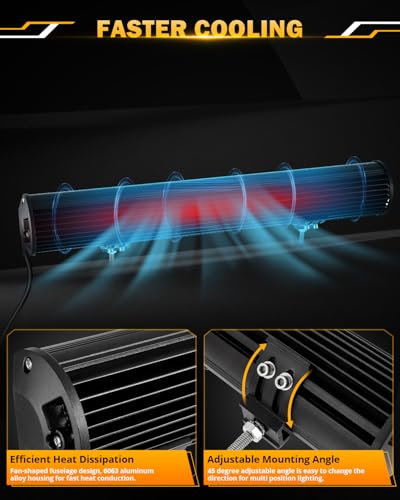 Image of Auxbeam 20 Inch 420W LED Light Bar, 6 Modes Strobe Amber Lights Yellow Fog Light Dual Color Spot Flood Offroad Driving Lights, Memory Function LED Work Lights for Truck Car ATV