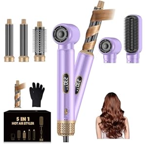 Pro Airstyler 5 in 1 Set, Air brush Hairstyler Ionen Föhnbürste mit 30mm Warmluft-Lockenstab | Haarstyler 1000W Haartrockner Warmluftbürste Föhn für Volumen, Trocknen, Glätten & Locken