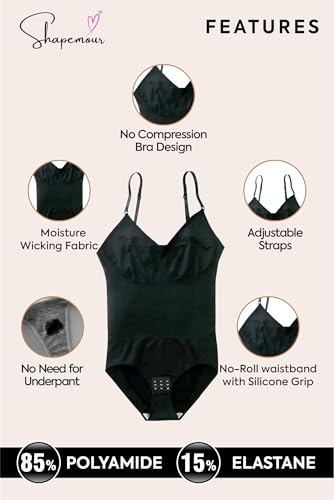 Image of SHAPEMOUR Thong Bodysuit for Women, Slimming Design Shapewear for Women, Tummy Control Body Shaper with Silicone Grip, No Steel Bones for All Day Comfort, Seamless Sculpting Bodyshaper