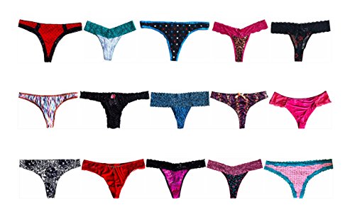 Morvia Variety Of Thongs For Women Pack Sexy Cute Assorted Colors Prints Underwear Panties (15 Pcs, L) #TOP5