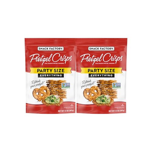 Snack Factory Everything Pretzel Crisps, Non-GMO, 14 OZ Party Size Bag (Pack of 2)