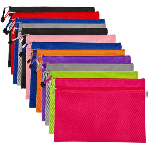 Porte-documents avec fermeture éclair A4, double poche en nylon Oxford étanche, poche zippée...