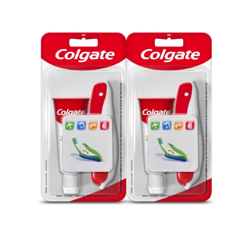 Colgate Kit de Viaje Portátil | Incluye Cepillo Dental Suave y Pasta de Dientes Colgate Total 20ml | Proporciona Protección Completa 24h (Paquete de 2)