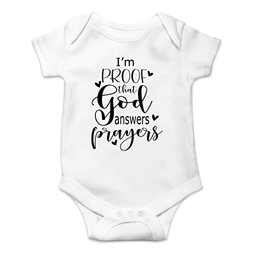 Image of AW Fashions I'm Proof That God Answers Prayers Baby Bodysuit Cute Newborn Boy Funny Rompers Girl Clothes