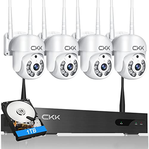 【Pan Tilt Zoom】 Wireless Security Camera System,4pcs 3MP PTZ Cameras Outdoor Indoor, 8 Channel 3MP WiFi Surveillance NVR System with 1TB Hard Drive,Floodlights & Siren Alarm,AI Human Detection 2 Way Audio 【Pan Tilt Zoom】 Wireless Security Camera System,4pcs 3MP PTZ Cameras Outdoor Indoor, 8 Channel 3MP WiFi Surveillance NVR System with 1TB Hard Drive,Floodlights & Siren Alarm,AI Human Detection 2 Way Audio