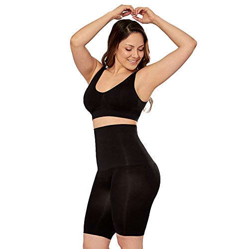 High Waisted Body Shaper Shorts - Shapewear for Women Tummy Control Small to Plus-Size Black Large/Medium