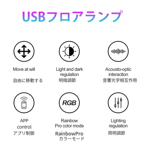 Aerlife フロアライト RGB フロアランプ 間接照明 リモコン付き USB式 高さ100cm LED-HEJ13 の商品画像 1