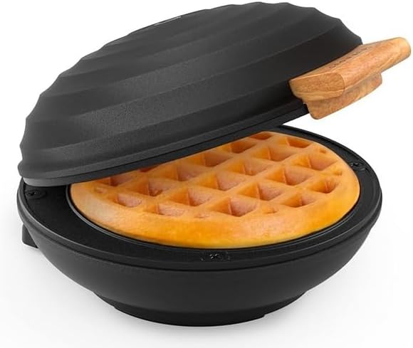 Waffle Maker Machine, 4 Inch Chaffle Maker with Compact Design, Easy to Clean, Non-Stick Surface, Recipe Guide Included, Perfect for Breakfast, Dessert, Sandwich, or Other Snacks, Black BY CHEW FUN