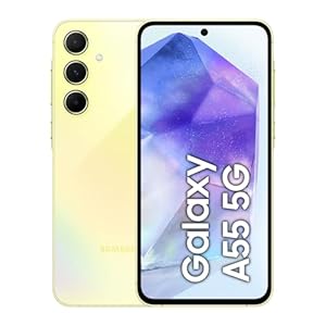 Samsung Galaxy A55 5G Smartphone, Android-Handy ohne Vertrag, 128 GB – 8 GB RAM, 2 Tage Akkulaufzeit, 50-MP-Kamera, Awesome Lemon, 2,5 Jahre Herstellergarantie