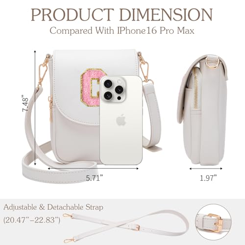 Image of Viverte Crossbody Purse for Teen Girls Small Initial Cell Phone Toddler Purse Leather Triple Compartment Crossbody Bags