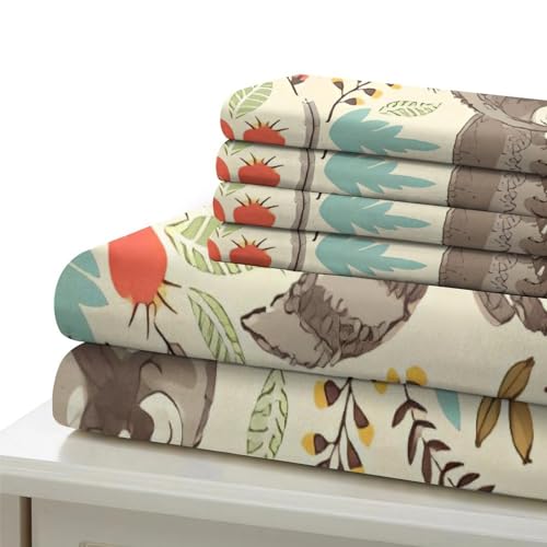 Funda nórdica de mapache con estampado 3D de flores y plumas 7