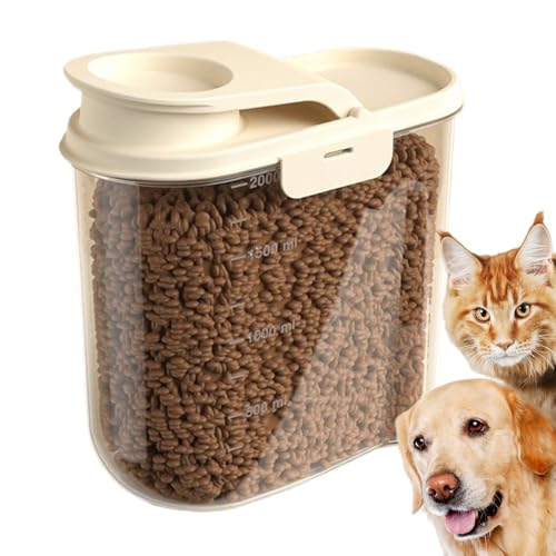 Genérico Dog Food Storage Container - 2L Large Capacity Bin, Airtight Lid, Transparent Body, Dustproof Moisture Resistant Design | Grain Dispenser For Puppy Bunny Barn Pet Feeding Daily Use